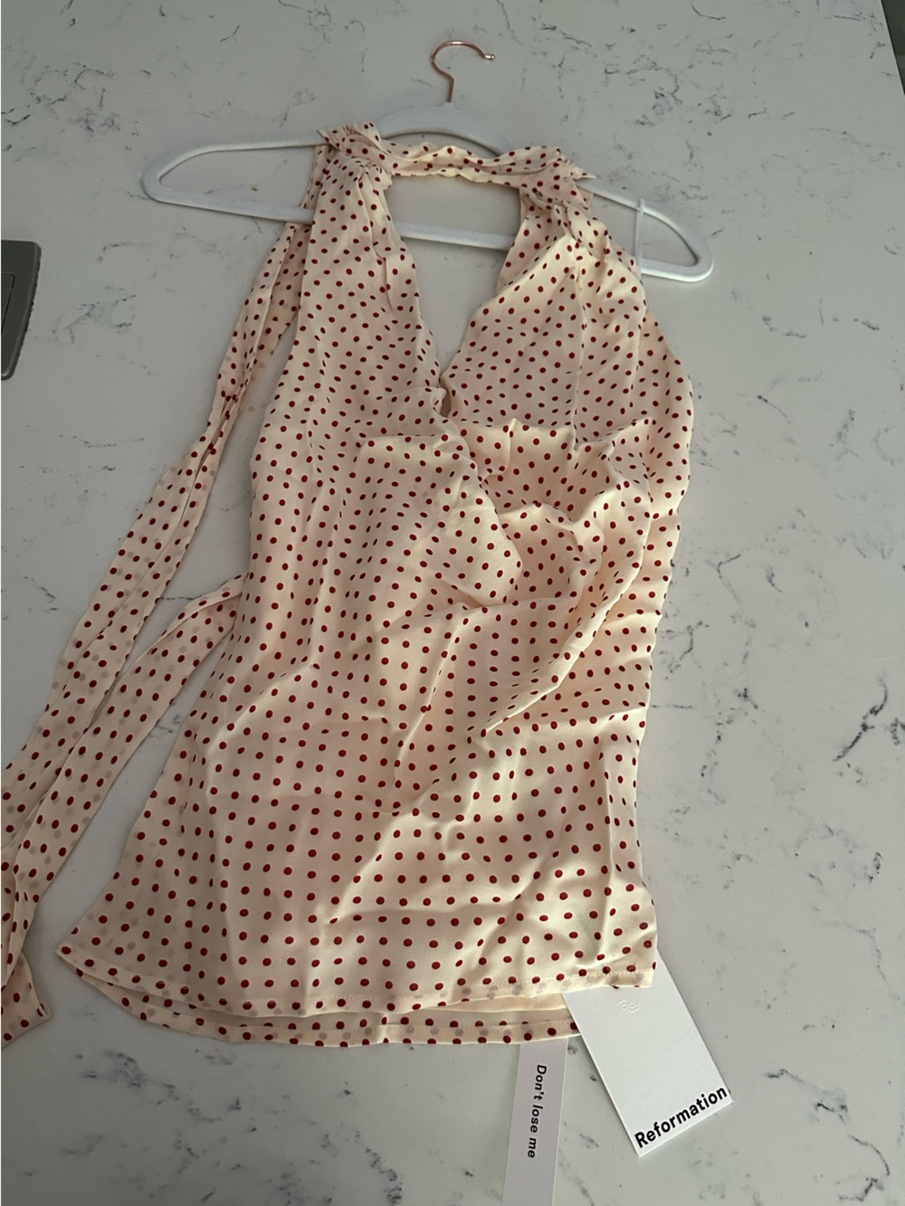 Reformation Cream Top with Red Polka Dots - Picture 4 of 5